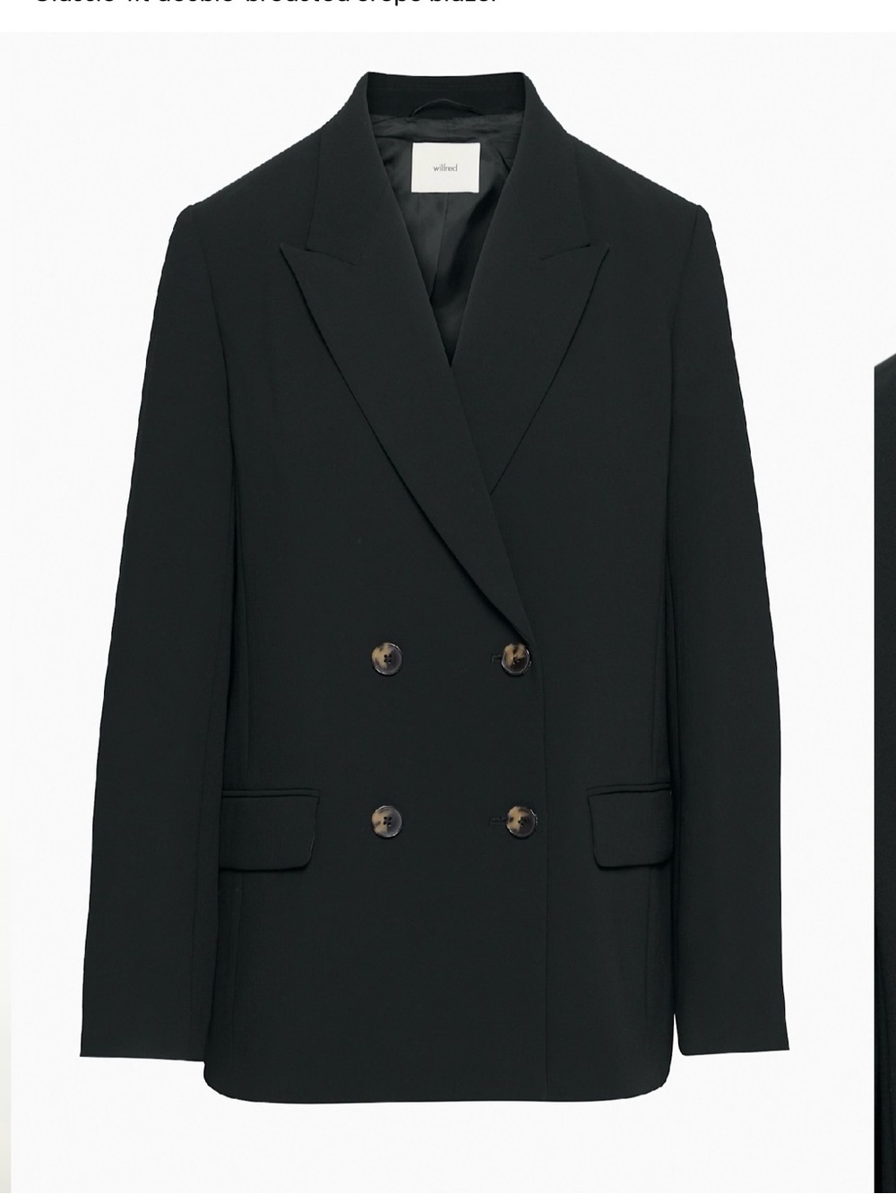 NWT Wilfred Black Double-Breasted Blazer destiny Jacket